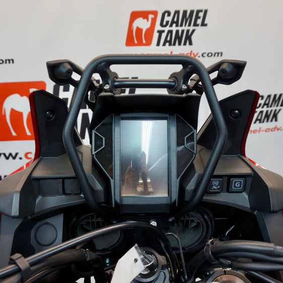 Camel ADV Honda Africa Twin windsceen windshield brace and GPS mount. No more broken welds