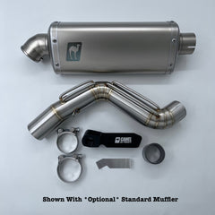 A Yamaha 700 Tenere motorcycle with an Enduro bend high exhaust system by Camel ADV Products